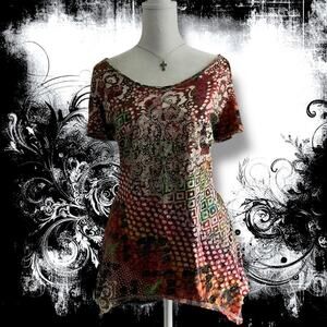 boho florals baroque-inspired scrolls fiery tone whimisi top
